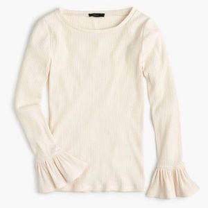 J.Crew Ribbed Bell-Sleeve Top - Ivory, XS (NWT)